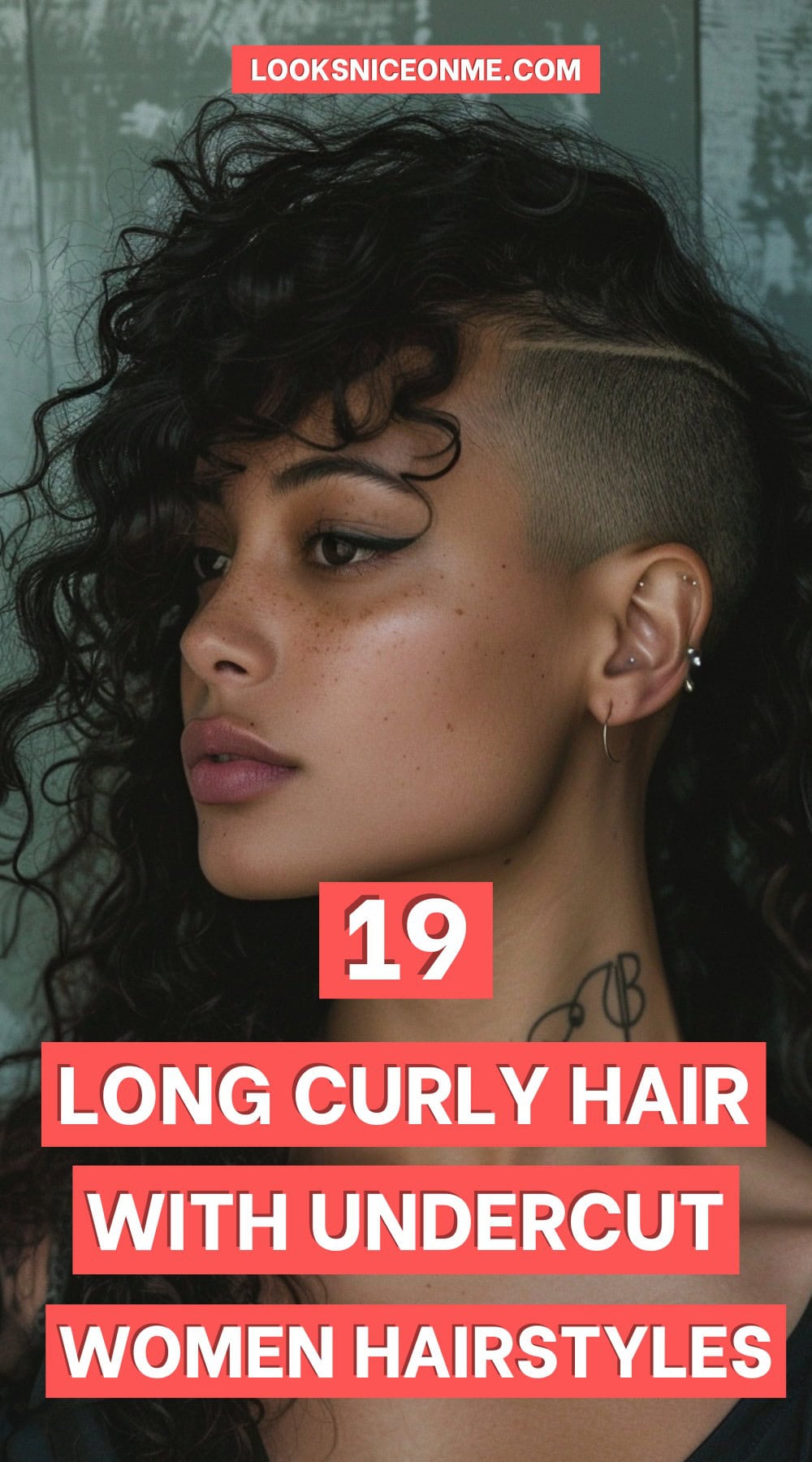 long curly hair with undercut women pinterest poster