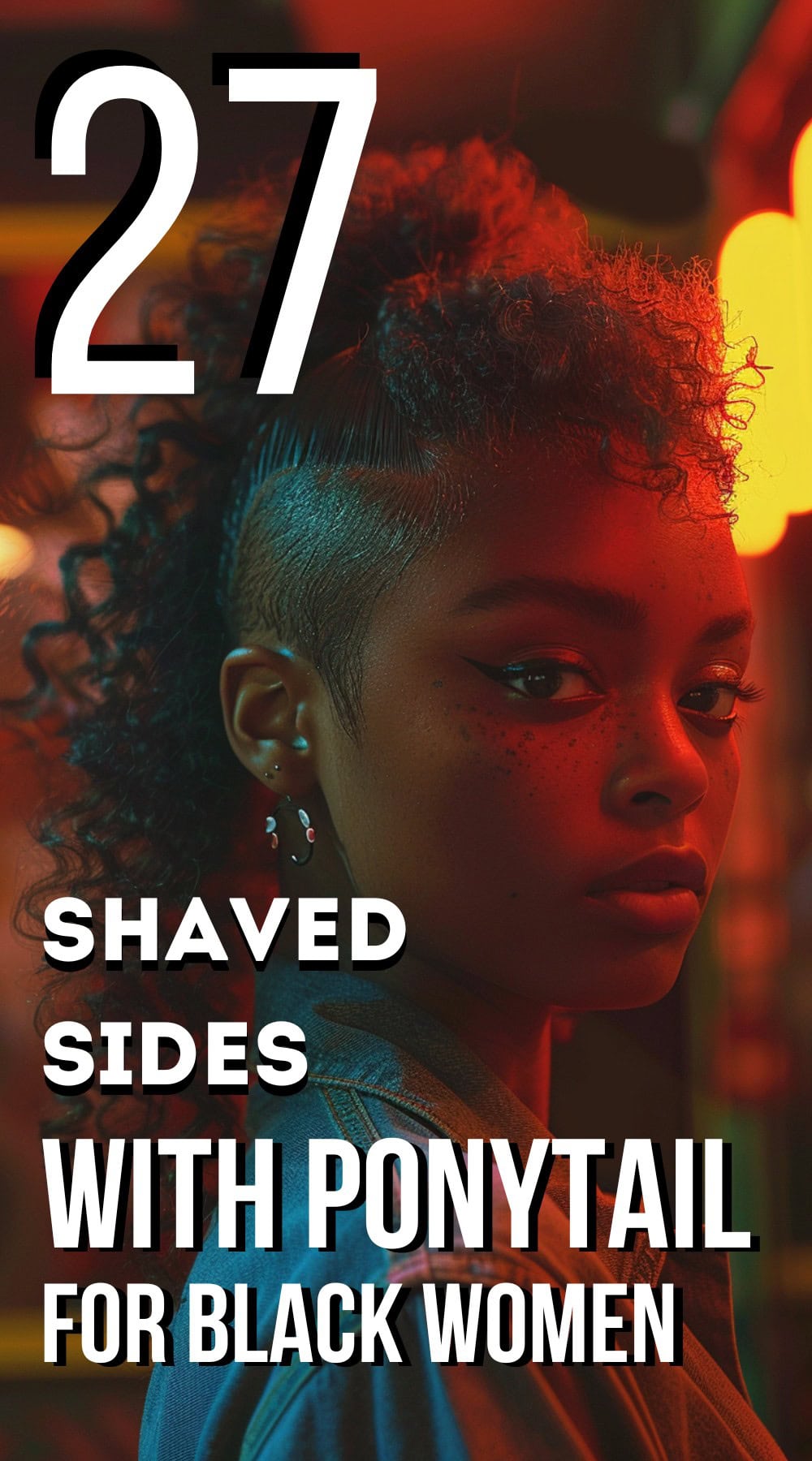 shaved sides with ponytail black women pinterest poster