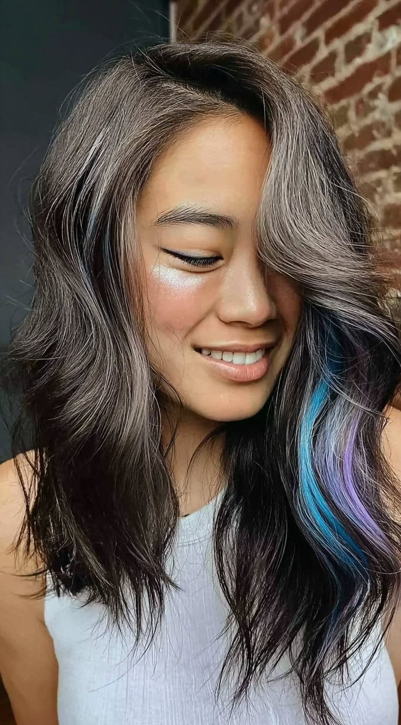 21 Peekaboo Highlights for Dark Hair Ideas: Unveil Your Inner Glam |  LooksNiceOnMe, image size:816x1472