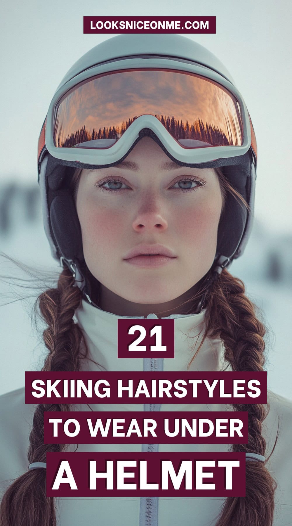 skiing hairstyles helmet pinterest poster