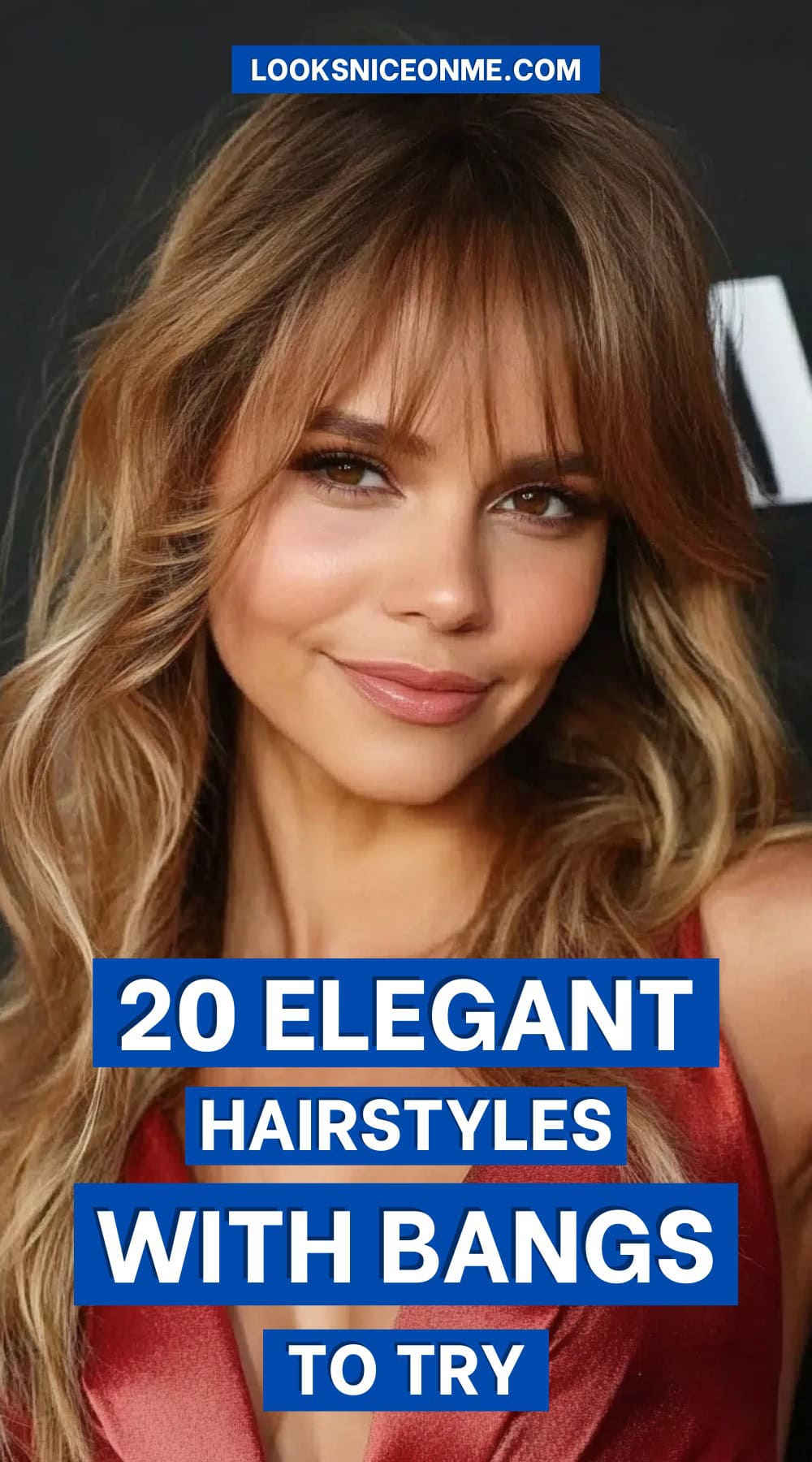 elegant hairstyles with bangs pinterest poster
