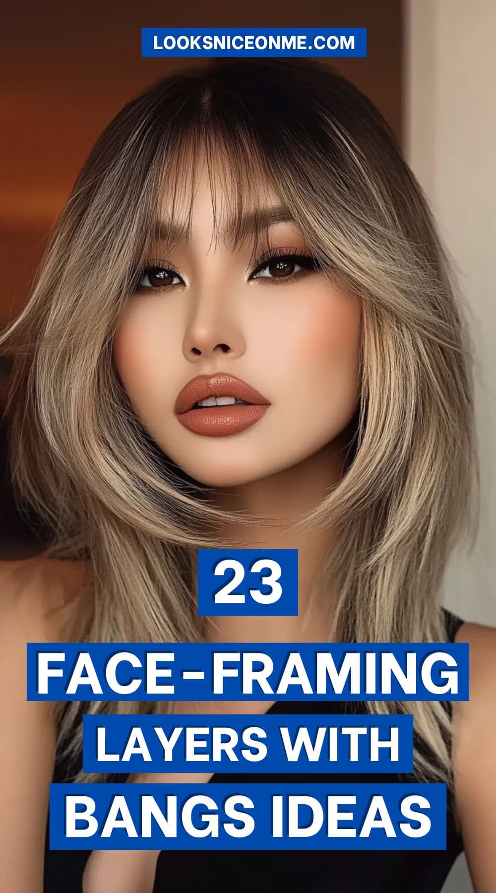face framing layers with bangs pinterest poster