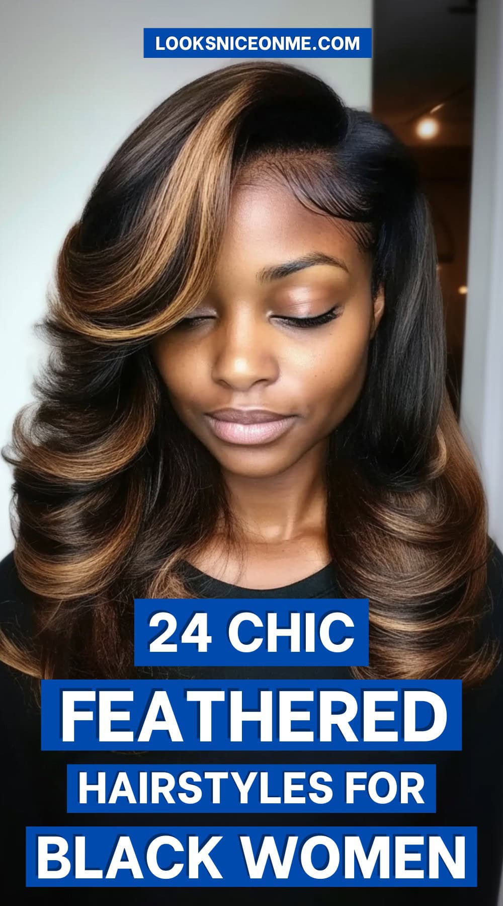 feathered hairstyles black women pinterest poster